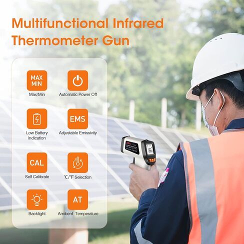 Infrared Thermometer -58°F ~ 752°F (Not for Human), LEERCHUANG Laser Temperature Gun for Pizza Oven, Non-Contact Laser Thermometer Gun with Adjustable Emissivity for Cooking/BBQ/Freezer in Saudi Arabia