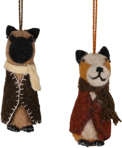 NOVICA Artisan Handmade Wool Ornaments Embroidered Dog from India Set of 6 Assorted Holiday Decor Animal Themed Christmas [ 4.1in H x 1.8in W x 1.6in D] ' Cozy Puppies' Set of 6 in Saudi Arabia