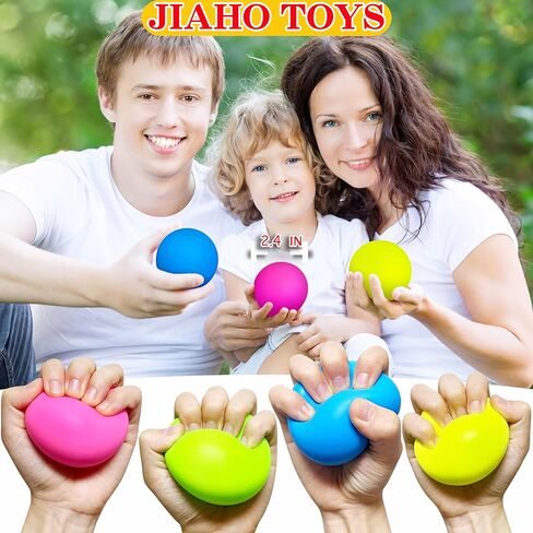 كرات الضغط بألوان قوس قزح (3 عبوات) للأطفال والكبار، ألعاب الضغط على الكرات الإسفنجية مقاس 2.4 بوصة | ألعاب تململ الكرات الحسية الملونة لحفلات الأطفال، وجوائز الفصول الدراسية | كرة العجين لتخفيف التوتر in Kuwait