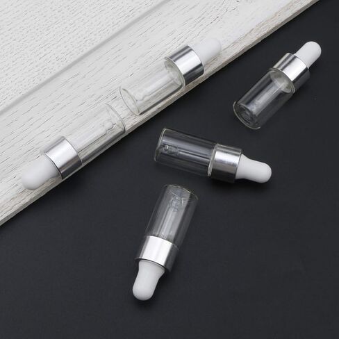 Kesell 3ML Mini Clear Glass Essential Oil Dropper Bottles Multi-function Empty Eye Dropper Bottle Refillable Cosmetic Container with Aluminum Cap Reagent Drop Pipette Bottle, pack of 30 in Kuwait