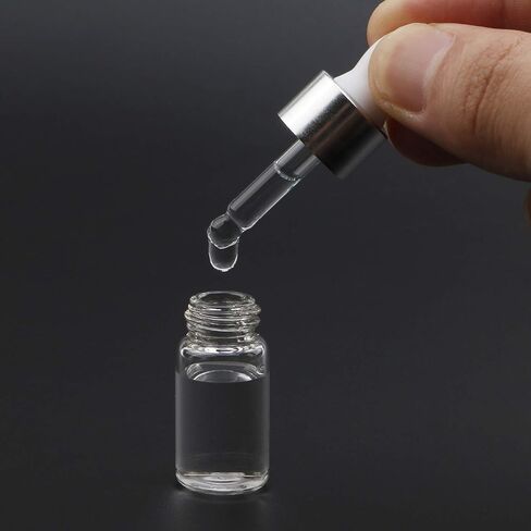 Kesell 3ML Mini Clear Glass Essential Oil Dropper Bottles Multi-function Empty Eye Dropper Bottle Refillable Cosmetic Container with Aluminum Cap Reagent Drop Pipette Bottle, pack of 30 in Kuwait