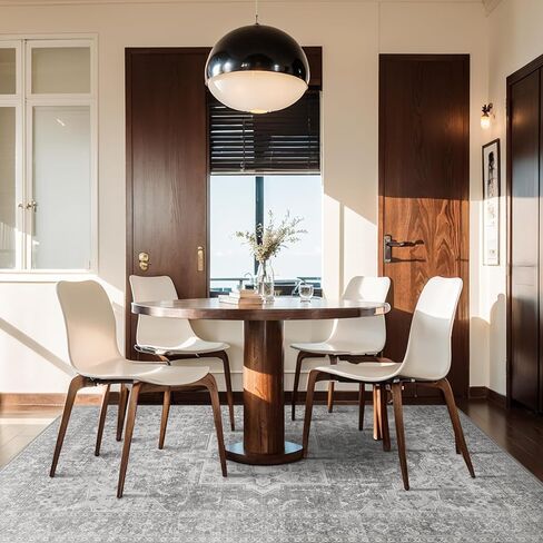 سجاد منطقة tchdio 5X7 لغرفة المعيشة، سجاد قابل للغسل في الغسالة لغرفة النوم، سجاد غرفة معيشة كبيرة عتيقة رمادية تقليدية لغرفة النوم، سجادة لغرفة الطعام in Kuwait