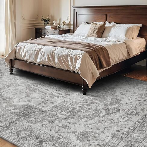 سجاد منطقة tchdio 5X7 لغرفة المعيشة، سجاد قابل للغسل في الغسالة لغرفة النوم، سجاد غرفة معيشة كبيرة عتيقة رمادية تقليدية لغرفة النوم، سجادة لغرفة الطعام in Kuwait