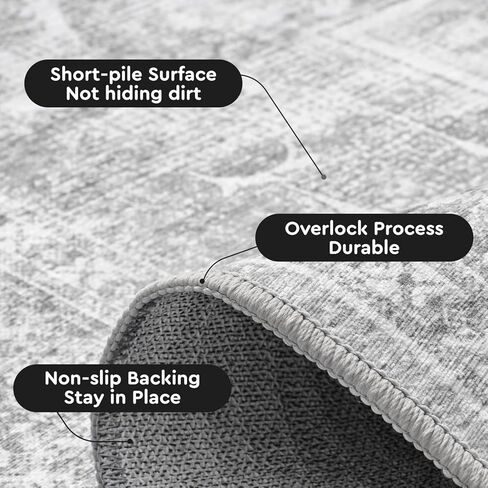 سجاد منطقة tchdio 5X7 لغرفة المعيشة، سجاد قابل للغسل في الغسالة لغرفة النوم، سجاد غرفة معيشة كبيرة عتيقة رمادية تقليدية لغرفة النوم، سجادة لغرفة الطعام in Kuwait
