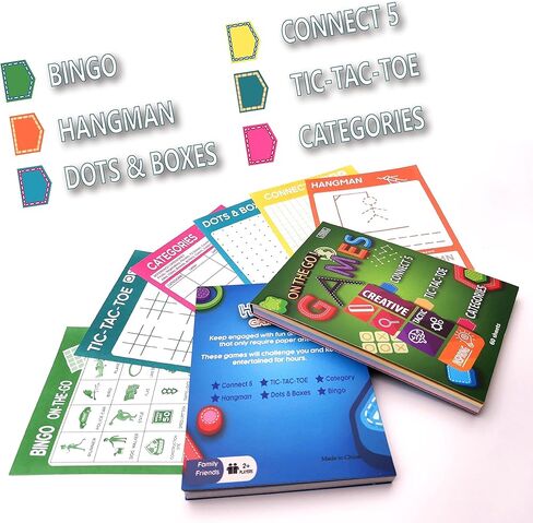 GRANDLMOON 5 Portable Travel Game Activities Pad On The Go Plane Trip Pen Pencil and Paper Game for Kids 6 x 9-inches (75 Sheets) in Kuwait