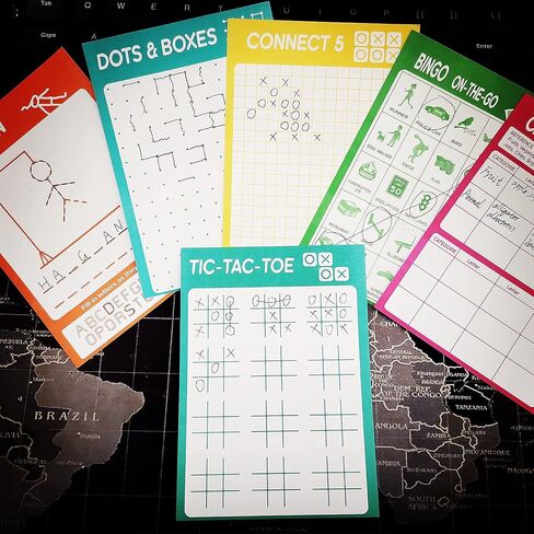 GRANDLMOON 5 Portable Travel Game Activities Pad On The Go Plane Trip Pen Pencil and Paper Game for Kids 6 x 9-inches (75 Sheets) in Kuwait