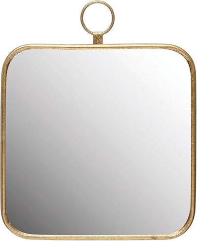 Creative Co-Op Rounded Edge Square Metal Framed Wall Mirror, Gold in Saudi Arabia