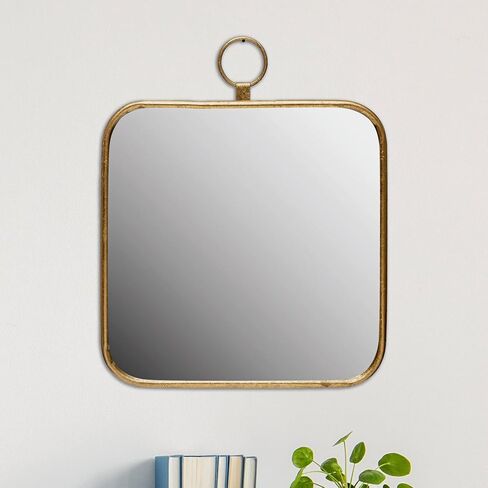Creative Co-Op Rounded Edge Square Metal Framed Wall Mirror, Gold in Saudi Arabia