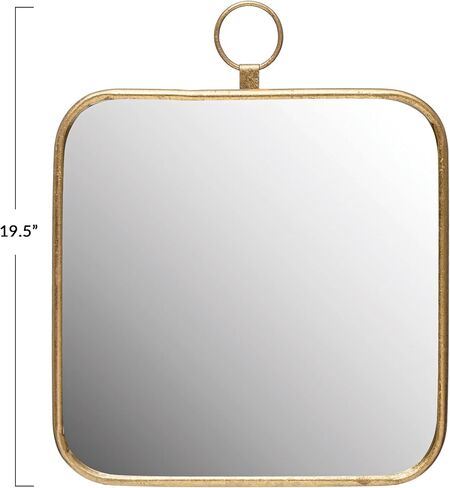 Creative Co-Op Rounded Edge Square Metal Framed Wall Mirror, Gold in Saudi Arabia