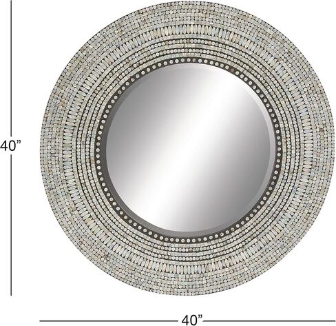 Deco 79 Mother of Pearl Shell Handmade Room Wall Mirror Mosaic Entryway Mirror, Wall Mounted Mirror 32" x 1" x 32", Multi Colored in Saudi Arabia