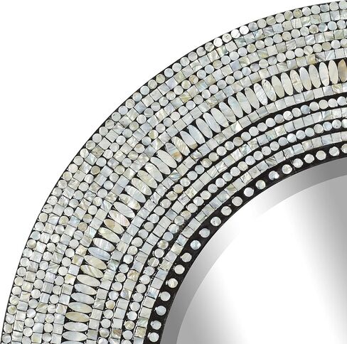 Deco 79 Mother of Pearl Shell Handmade Room Wall Mirror Mosaic Entryway Mirror, Wall Mounted Mirror 32" x 1" x 32", Multi Colored in Saudi Arabia