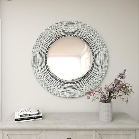 Deco 79 Mother of Pearl Shell Handmade Room Wall Mirror Mosaic Entryway Mirror, Wall Mounted Mirror 32" x 1" x 32", Multi Colored in Saudi Arabia