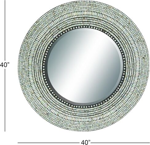 Deco 79 Mother of Pearl Shell Handmade Room Wall Mirror Mosaic Entryway Mirror, Wall Mounted Mirror 32" x 1" x 32", Multi Colored in Saudi Arabia
