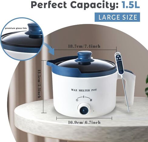 Ksedcon Candle Melting Pot, 1.8L Wax Melter for Candle Making with Rotary Switch, Electric Non-Stick Small Candle Making Pouring Pot, Wax Melting Tool with Heat-Resistant in Saudi Arabia