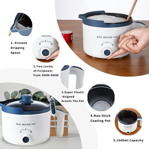 Ksedcon Candle Melting Pot, 1.8L Wax Melter for Candle Making with Rotary Switch, Electric Non-Stick Small Candle Making Pouring Pot, Wax Melting Tool with Heat-Resistant in Saudi Arabia