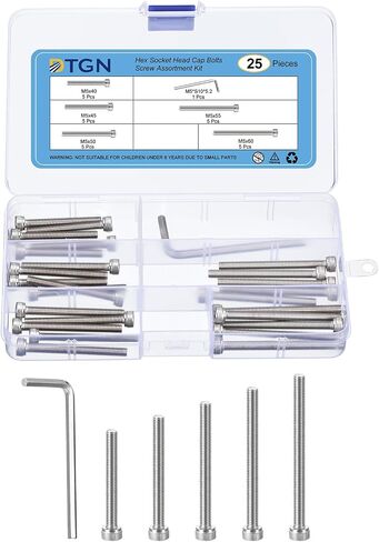 25Pcs M5 Metric Screw Assortment, M5 Bolts Socket Head Screws, 304 Stainless Steel M5x40/45/50/55/60mm Hex Socket Head Cap Screws Bolt Set with Wrench for 3D Printing DIY in Saudi Arabia