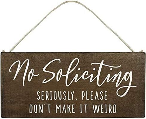 No Soliciting Wooden Sign Crafts for House Funny - 12x6inch Door Hanging Plaques with Saying No Soliciting, Seriously, Please Don't Make It Weird(XXQ108) in Saudi Arabia