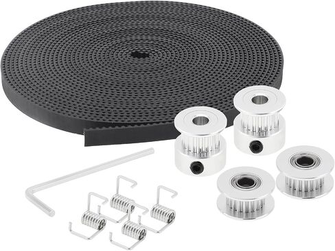 5M GT2 Timing Belt 6mm Width + 4pcs 20 Teeth 5mm Bore Timing Pulley Wheel + 4pcs Tensioner Spring Torsion with Allen Wrench for 3D Printer in Saudi Arabia