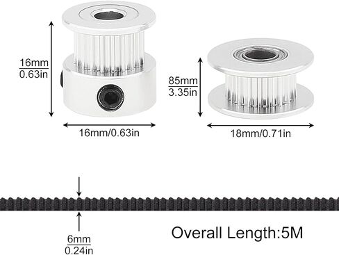 5M GT2 Timing Belt 6mm Width + 4pcs 20 Teeth 5mm Bore Timing Pulley Wheel + 4pcs Tensioner Spring Torsion with Allen Wrench for 3D Printer in Saudi Arabia