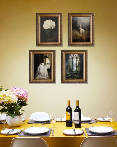 KBKBART Vintage Framed Wall Art for Living Room - White Hydrangea Still Life Flower Canvas Oil Painting Prints for Wall Decor, Classical Floral Wall Decor, Bedroom Bathroom Wall Pictures Artwork, 9’’x12’’ in Saudi Arabia