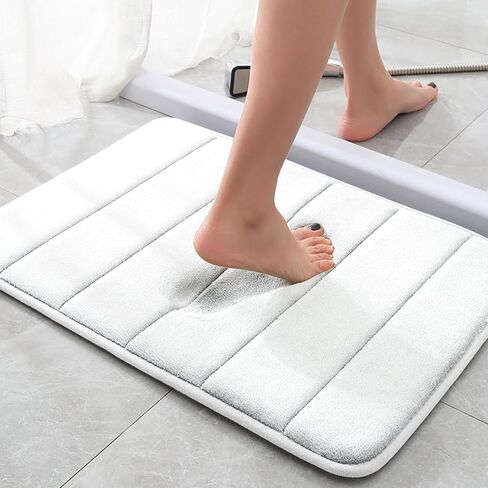 VANRA Small Bath Mat Bath Rugs Anti-Slip Memory Foam Non-Slip Bathroom Mat Soft Bathmat Carpet 15.7" X 23.6" (Gray) in Kuwait