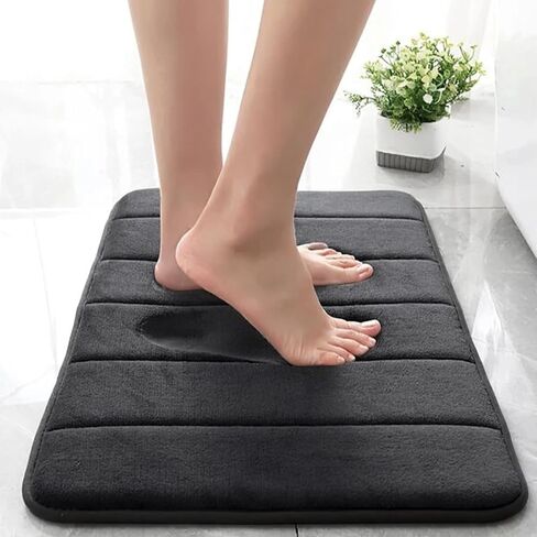 VANRA Small Bath Mat Bath Rugs Anti-Slip Memory Foam Non-Slip Bathroom Mat Soft Bathmat Carpet 15.7" X 23.6" (Gray) in Kuwait