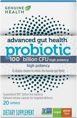 Genuine Health Advanced Gut Health Extra-Strength Probiotic, Helps Promote Digestive Health & Gut Recovery, Multi-Strain Formula, 20 Capsules in Saudi Arabia