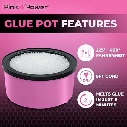 Pink Power Electric Hot Glue Pot for Crafts with Adjustable Temp 225-400 F - 160ml Hot Glue Skillet for Crafting - Glue Guns for Crafters - Mini Electric Skillet in Kuwait