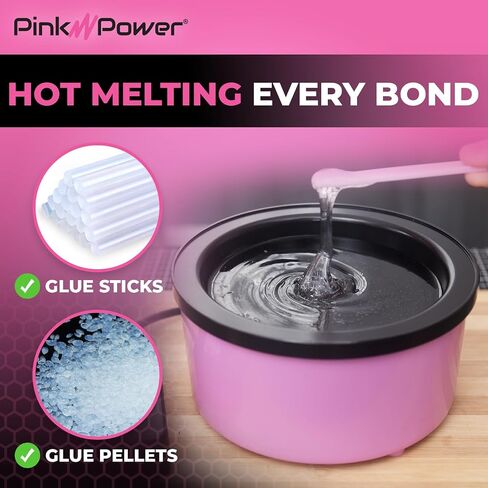 Pink Power Electric Hot Glue Pot for Crafts with Adjustable Temp 225-400 F - 160ml Hot Glue Skillet for Crafting - Glue Guns for Crafters - Mini Electric Skillet in Kuwait
