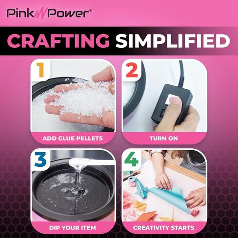 Pink Power Electric Hot Glue Pot for Crafts with Adjustable Temp 225-400 F - 160ml Hot Glue Skillet for Crafting - Glue Guns for Crafters - Mini Electric Skillet in Kuwait