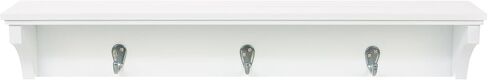 Kiera Grace Finley Floating Shelf, Modern Wall Mounted Hanging Shelf with 3 Metal Hooks for Home, Office, 24", White, 1Pack in Kuwait