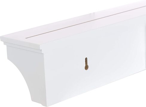 Kiera Grace Finley Floating Shelf, Modern Wall Mounted Hanging Shelf with 3 Metal Hooks for Home, Office, 24", White, 1Pack in Kuwait