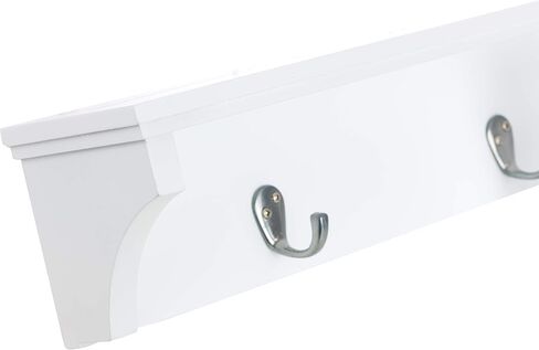 Kiera Grace Finley Floating Shelf, Modern Wall Mounted Hanging Shelf with 3 Metal Hooks for Home, Office, 24", White, 1Pack in Kuwait