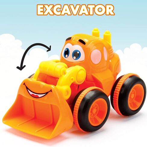 Toys for a 2 Year Old Boy - 4 Friction Powered Trucks for 3+ Year Old Boys, Push & Go Cars Cartoon Construction Vehicle Set - Best Toddler Boys Toys & Toy Trucks, Play Pull Back Car, Idea in Kuwait