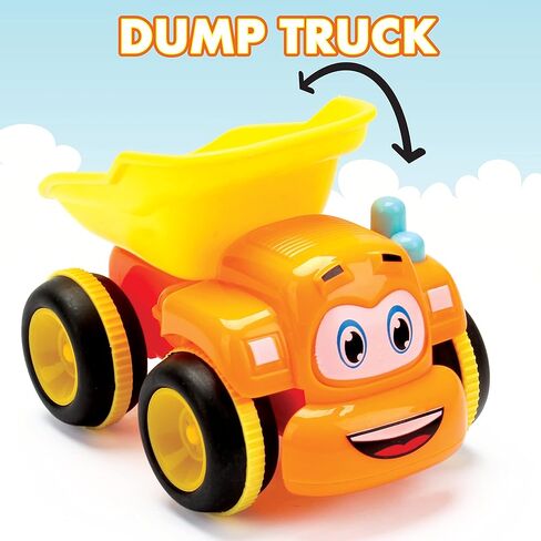 Toys for a 2 Year Old Boy - 4 Friction Powered Trucks for 3+ Year Old Boys, Push & Go Cars Cartoon Construction Vehicle Set - Best Toddler Boys Toys & Toy Trucks, Play Pull Back Car, Idea in Kuwait