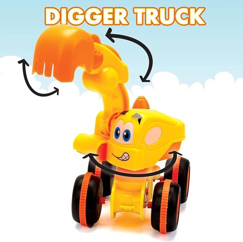Toys for a 2 Year Old Boy - 4 Friction Powered Trucks for 3+ Year Old Boys, Push & Go Cars Cartoon Construction Vehicle Set - Best Toddler Boys Toys & Toy Trucks, Play Pull Back Car, Idea in Kuwait