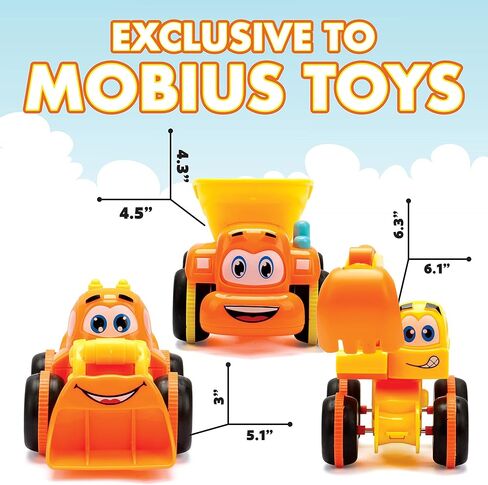 Toys for a 2 Year Old Boy - 4 Friction Powered Trucks for 3+ Year Old Boys, Push & Go Cars Cartoon Construction Vehicle Set - Best Toddler Boys Toys & Toy Trucks, Play Pull Back Car, Idea in Kuwait