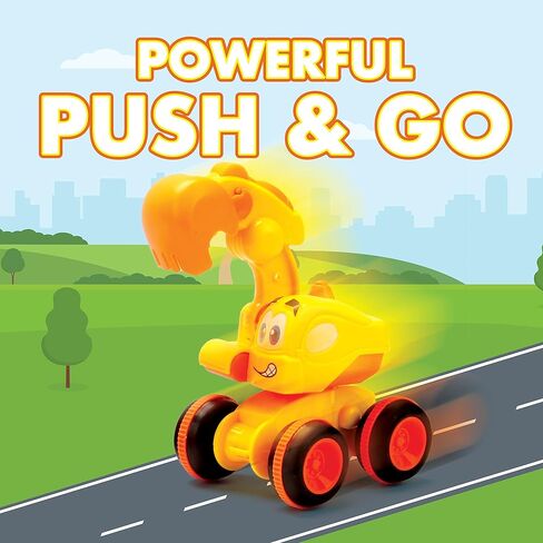 Toys for a 2 Year Old Boy - 4 Friction Powered Trucks for 3+ Year Old Boys, Push & Go Cars Cartoon Construction Vehicle Set - Best Toddler Boys Toys & Toy Trucks, Play Pull Back Car, Idea in Kuwait