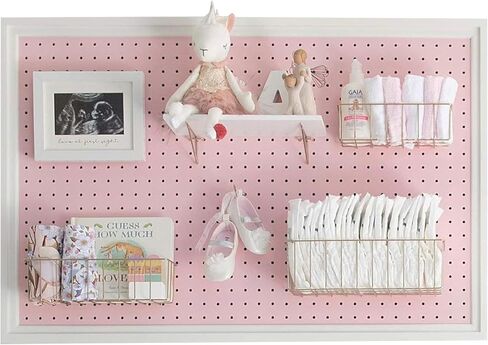 Craft Peg Board Organizer - Versatile Wall Storage Solution for Nursery, Retail Displays & Room Decor – Includes Free Shelf, Fits Most 1/4 Accessories, Perfect Peg Wall by Wooden Peg Board Door Panel in Saudi Arabia