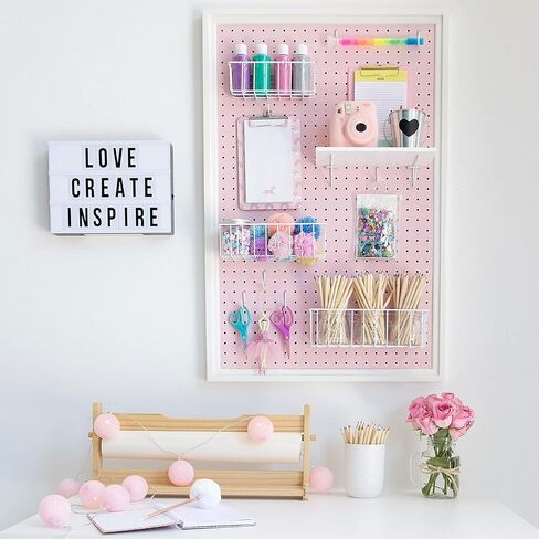 Craft Peg Board Organizer - Versatile Wall Storage Solution for Nursery, Retail Displays & Room Decor – Includes Free Shelf, Fits Most 1/4 Accessories, Perfect Peg Wall by Wooden Peg Board Door Panel in Saudi Arabia