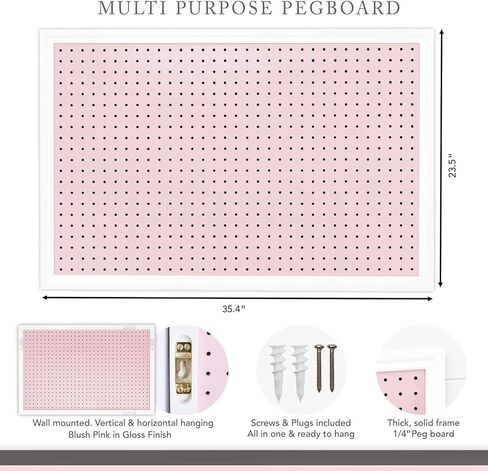 Craft Peg Board Organizer - Versatile Wall Storage Solution for Nursery, Retail Displays & Room Decor – Includes Free Shelf, Fits Most 1/4 Accessories, Perfect Peg Wall by Wooden Peg Board Door Panel in Saudi Arabia