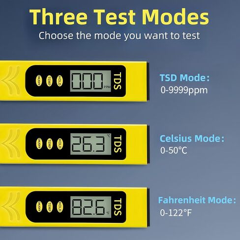 2 في 1 TDS Merer ومقياس درجة الحرارة، جهاز قياس المياه الرقمي TDS Meter، مياه الشرب، حمام السباحة، حوض السمك، المختبر، الزراعة المائية، نطاق قياس 0-9999 جزء في المليون in Kuwait