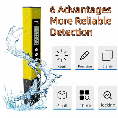 2 في 1 TDS Merer ومقياس درجة الحرارة، جهاز قياس المياه الرقمي TDS Meter، مياه الشرب، حمام السباحة، حوض السمك، المختبر، الزراعة المائية، نطاق قياس 0-9999 جزء في المليون in Kuwait