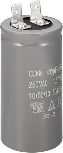 PATIKIL CD60 Run Capacitor, 400uF/MFD 250V 15% Tolerance 50/60Hz Motor Starting Capacitor for Air Compressor Motor Starts Running, Grey in Saudi Arabia