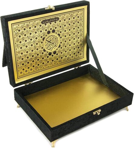 صندوق ديكور أنيق خاص مغطى بالمخمل مع راحيل، كتاب قرآن مغطى بالمخمل باللغة العربية، ديكورات إسلامية للمنزل، ديكور المنزل الإسلامي والطاولة، هدايا عيد رمضان الإسلامية المثالية، أسود in Kuwait