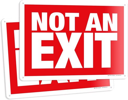 علامات iSYFIX Not An Exit - عبوتان مقاس 14 × 10 بوصة - لافتة بلاستيكية من البوليسترين بسمك 40 مل، مغلفة لمقاومة فائقة للأشعة فوق البنفسجية والطقس والخدش والماء والبهتان، للمكاتب والمباني وأماكن العمل والمزيد. in Kuwait