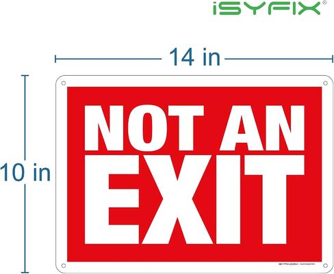 علامات iSYFIX Not An Exit - عبوتان مقاس 14 × 10 بوصة - لافتة بلاستيكية من البوليسترين بسمك 40 مل، مغلفة لمقاومة فائقة للأشعة فوق البنفسجية والطقس والخدش والماء والبهتان، للمكاتب والمباني وأماكن العمل والمزيد. in Kuwait