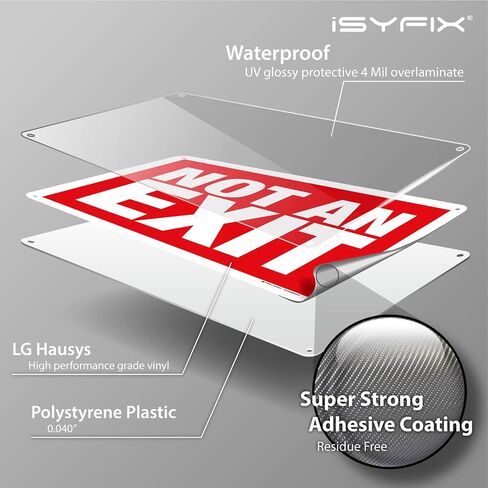 علامات iSYFIX Not An Exit - عبوتان مقاس 14 × 10 بوصة - لافتة بلاستيكية من البوليسترين بسمك 40 مل، مغلفة لمقاومة فائقة للأشعة فوق البنفسجية والطقس والخدش والماء والبهتان، للمكاتب والمباني وأماكن العمل والمزيد. in Kuwait