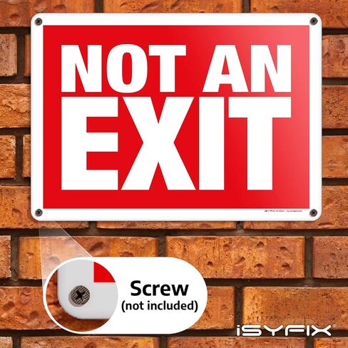 علامات iSYFIX Not An Exit - عبوتان مقاس 14 × 10 بوصة - لافتة بلاستيكية من البوليسترين بسمك 40 مل، مغلفة لمقاومة فائقة للأشعة فوق البنفسجية والطقس والخدش والماء والبهتان، للمكاتب والمباني وأماكن العمل والمزيد. in Kuwait