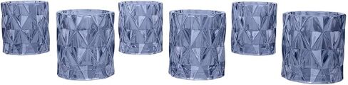 Koyal Wholesale 3" Tall Navy Blue Modern Multifaceted Glass Candle Holders, Set of 6 Votives, Bulk Tealight Holders in Saudi Arabia